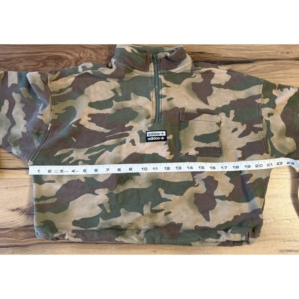 Adidas Originals Womens Cropped Camo Quarter Zip Utility Sweatshirt Large - Picture 7 of 12